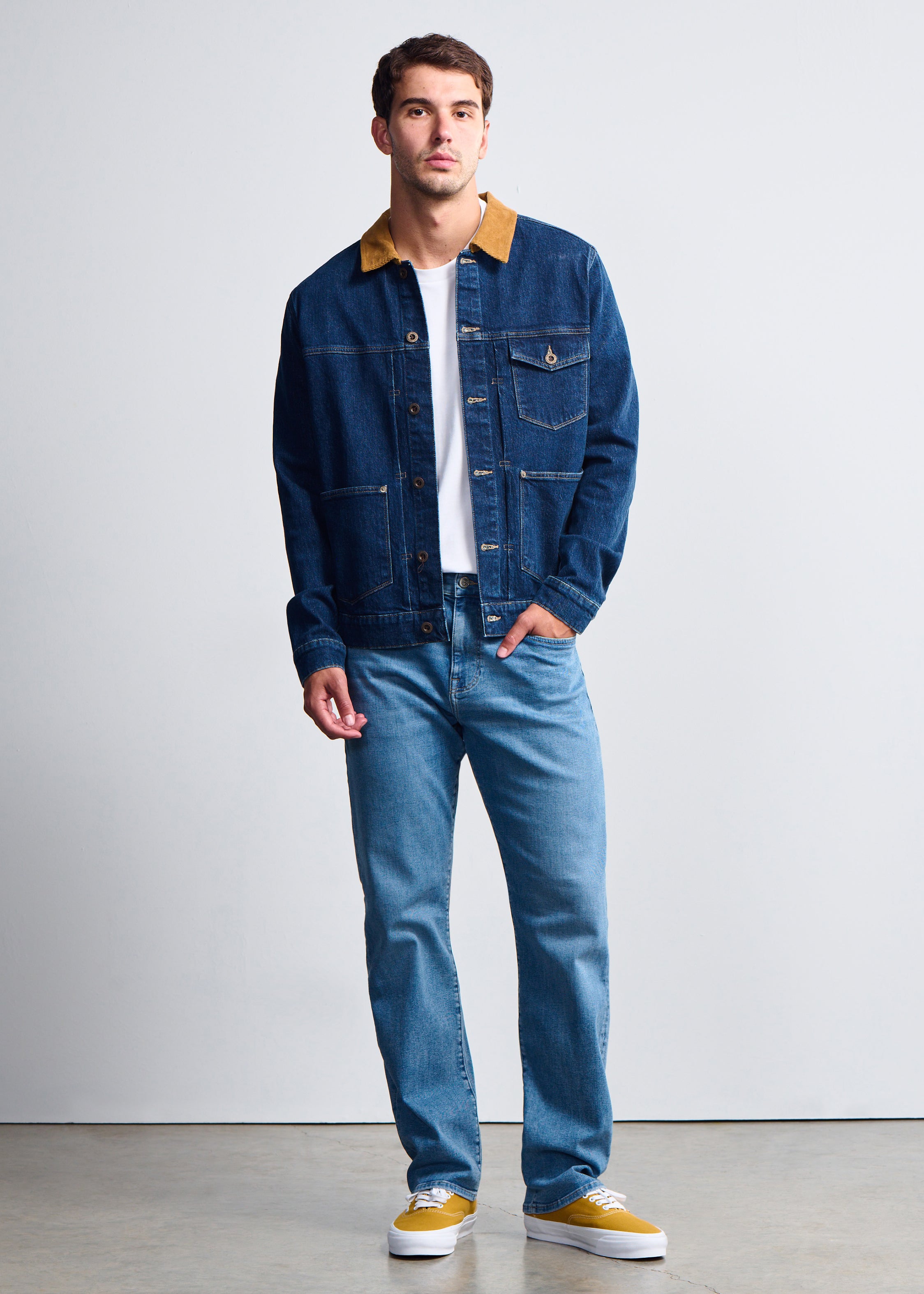 General Denim Works Roam Relaxed Straight Leg Jeans In Mid Denim