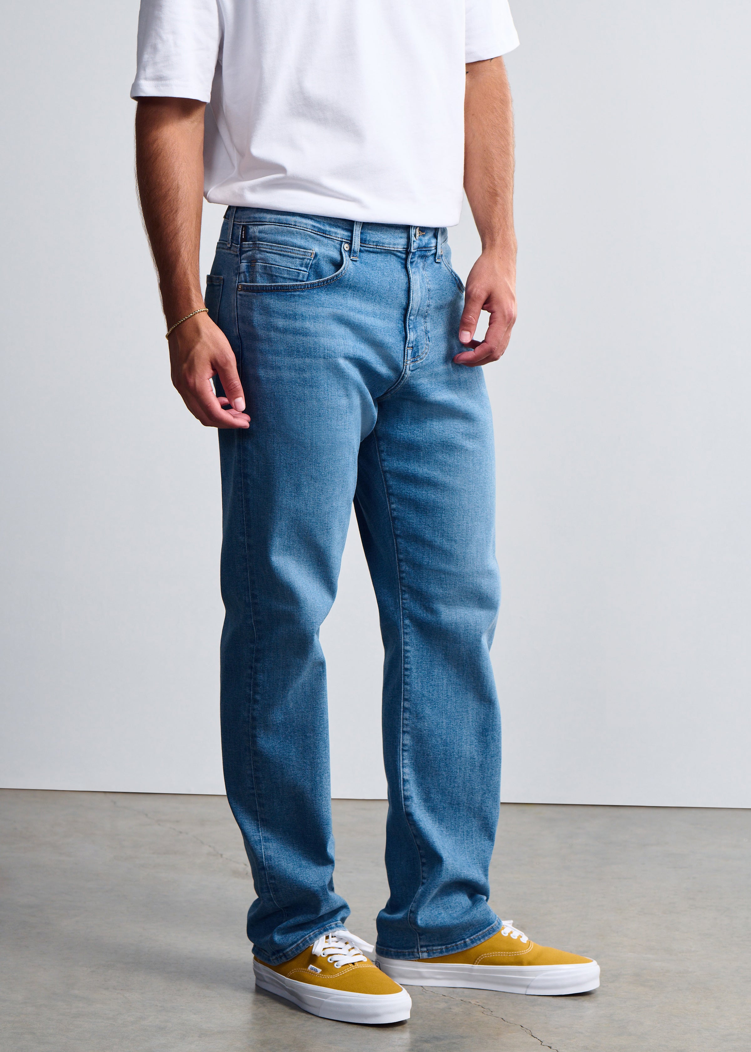 General Denim Works Roam Relaxed Straight Leg Jeans In Mid Denim