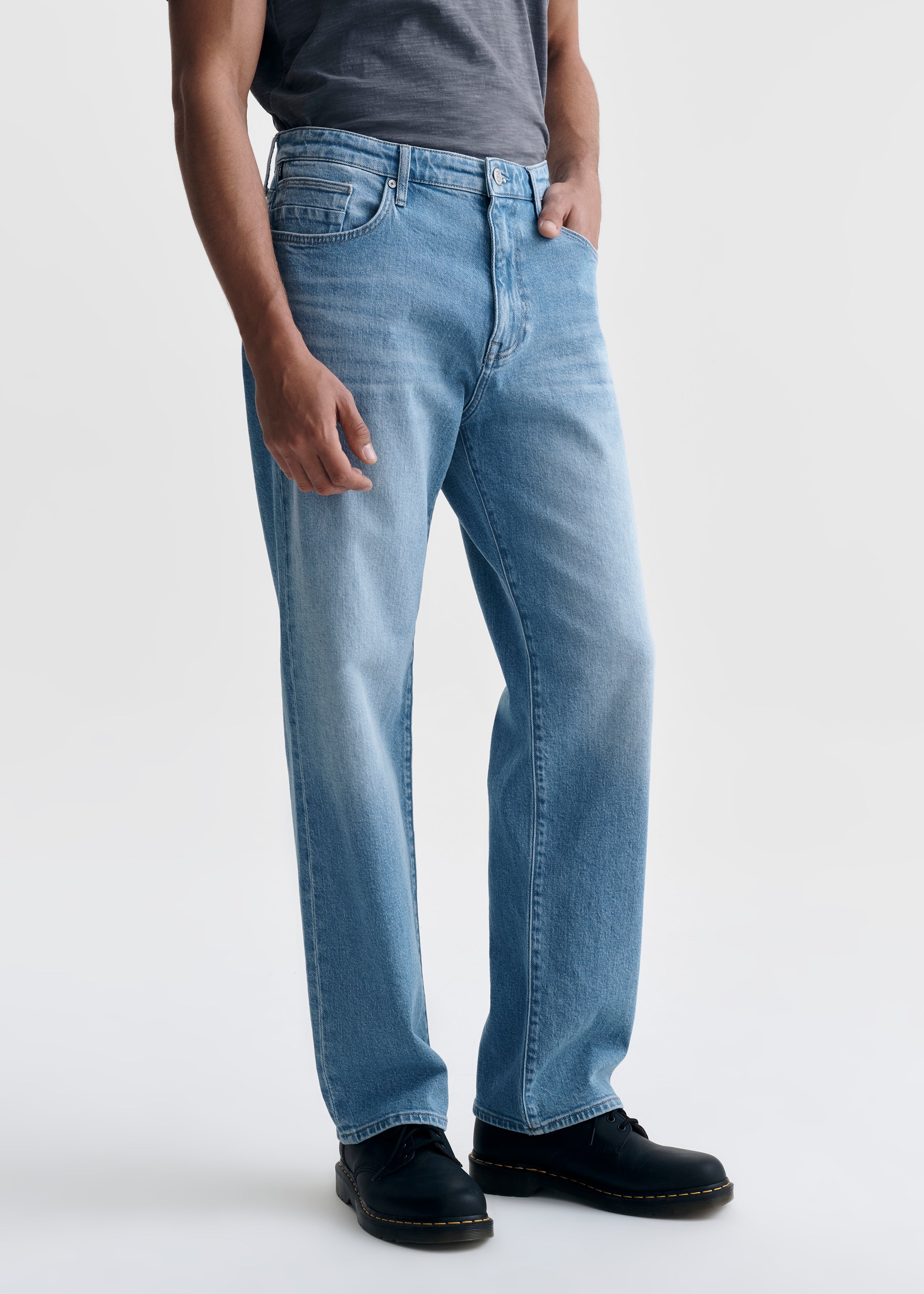 General Denim Works Ride Slim Leg Jeans In Dark Brushed Denim